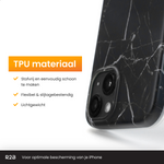 R2B iPhone 15 Marmerlook Hoesje - Incl. Screenprotector - Zwart
