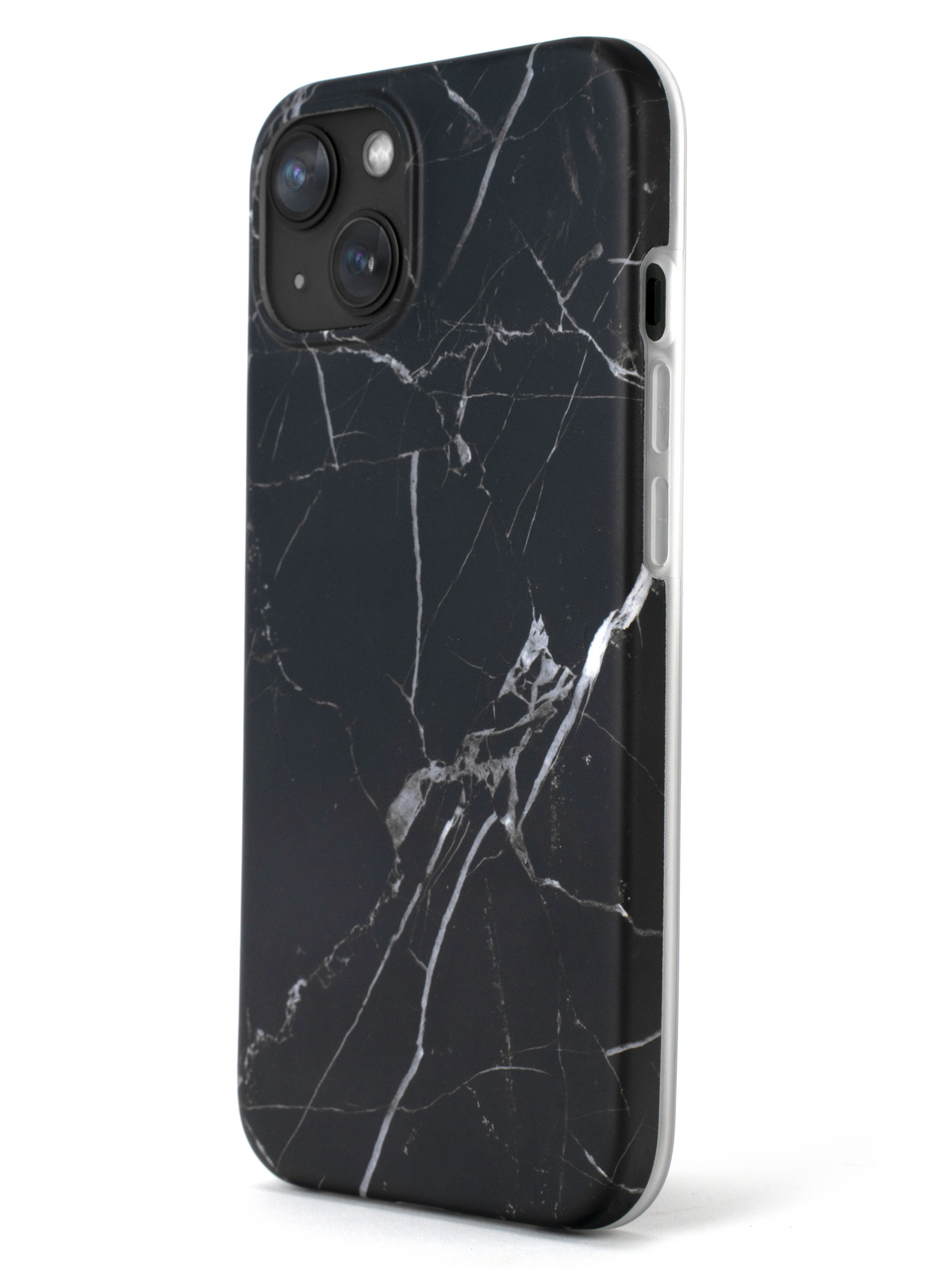 R2B iPhone 15 Marmerlook Hoesje - Incl. Screenprotector - Zwart