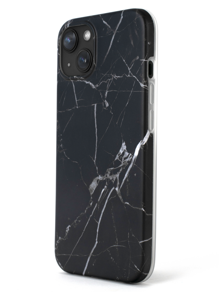 Marmer hoesje voor iPhone 15 - Model De Bilt - Zwart