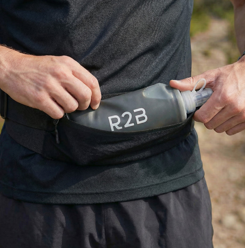 opvouwbare waterfles die ook in je running belt past