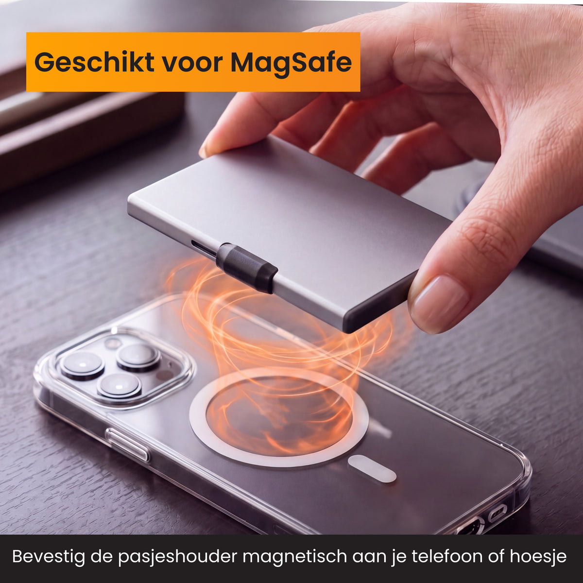 R2B MagSafe Pasjeshouder uitschuifbaar - 3 Pasjes - Wallet Kaarthouder