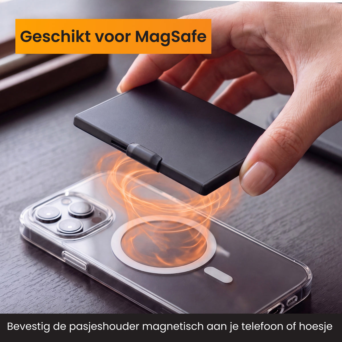 R2B MagSafe Pasjeshouder uitschuifbaar - 3 Pasjes - Wallet Kaarthouder
