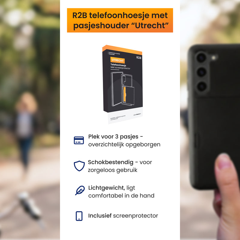 Details van Samsung S23 Plus smartphone cover met pasjeshouder