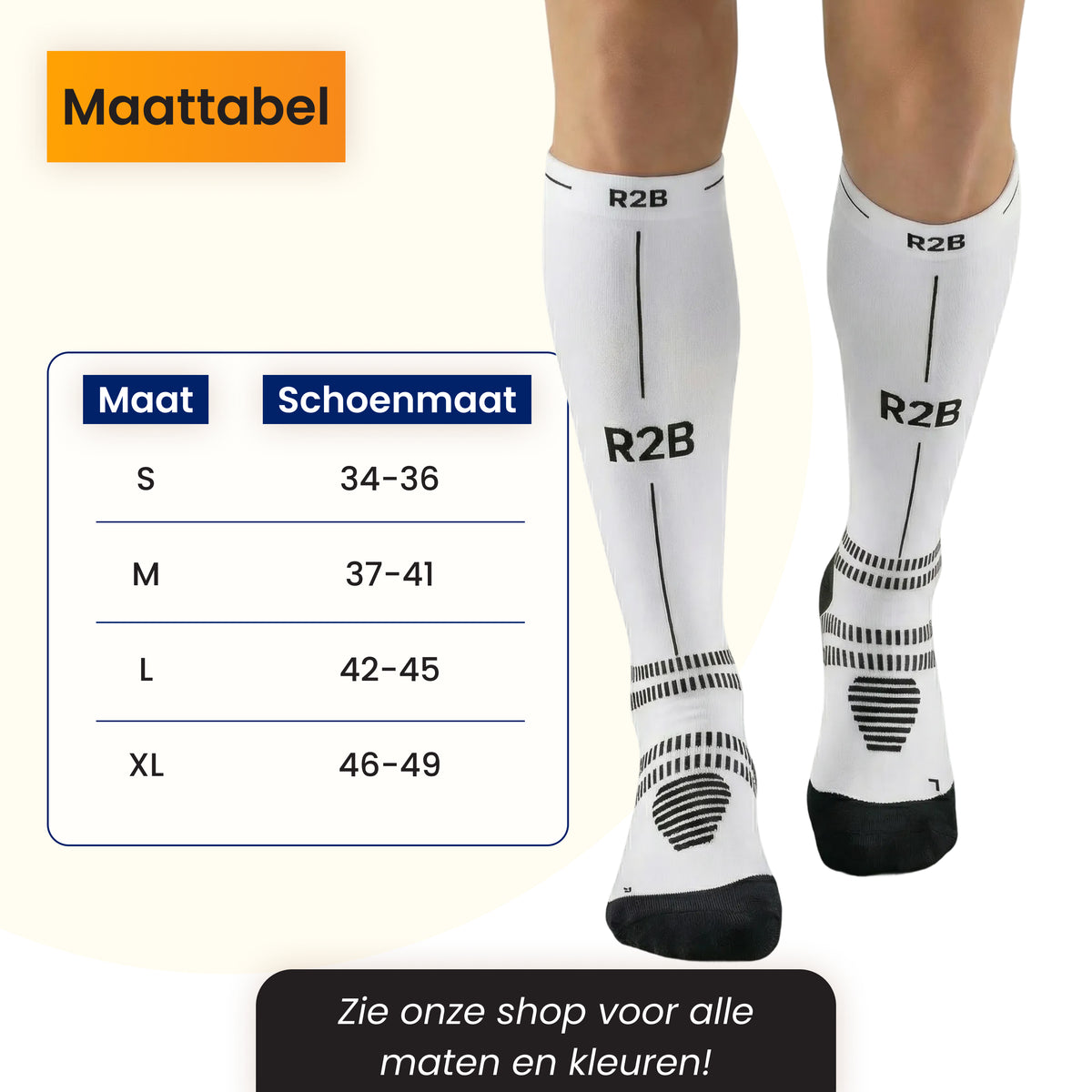 R2B Sport Compressiekousen Wit Dames/Heren - Compressiesokken hardlopen