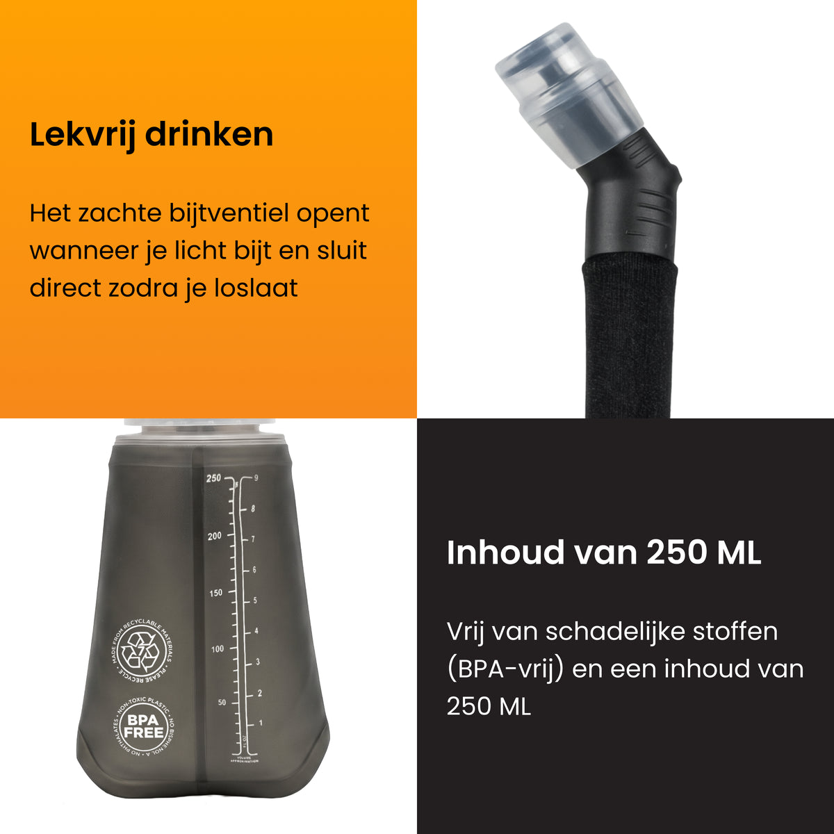R2B Soft Flask 250 ML met Rietje / Drink Straw