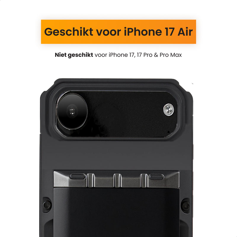 Zwart telefoonhoesje geschikt voor de iPhone 17 Air