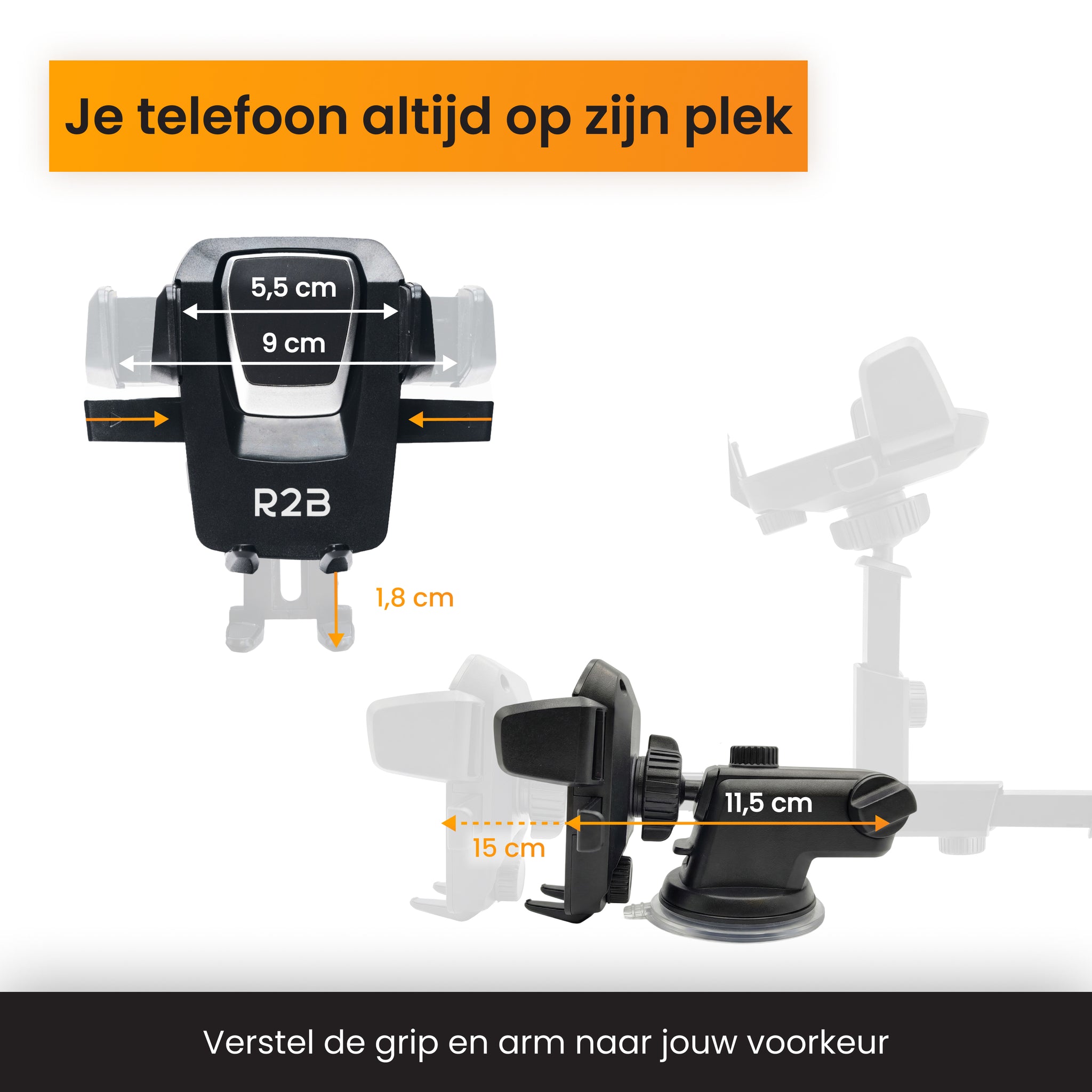 telefoonhouder auto raam verstelbare grip en arm