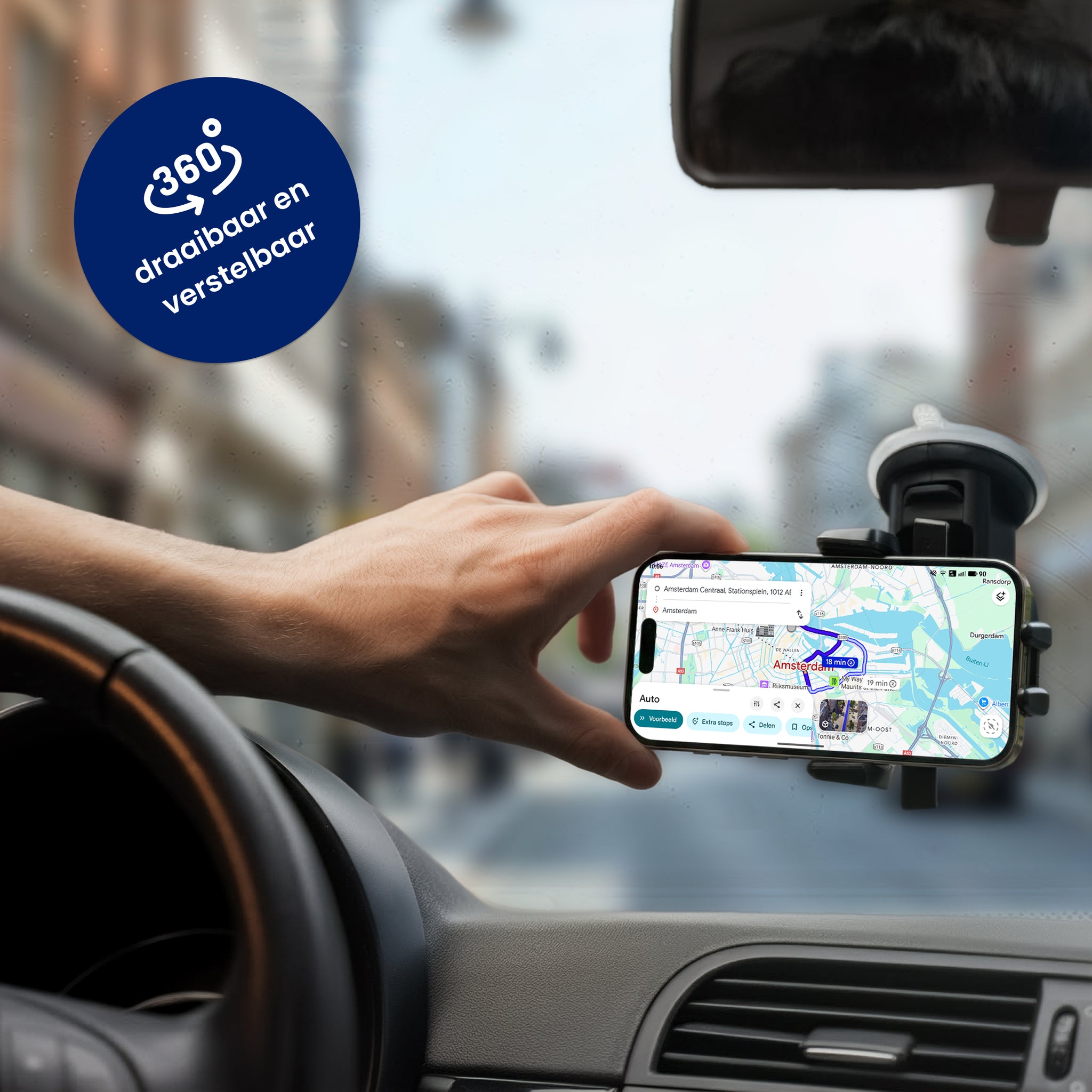 telefoonhouder auto raam 360 graden draaibaar