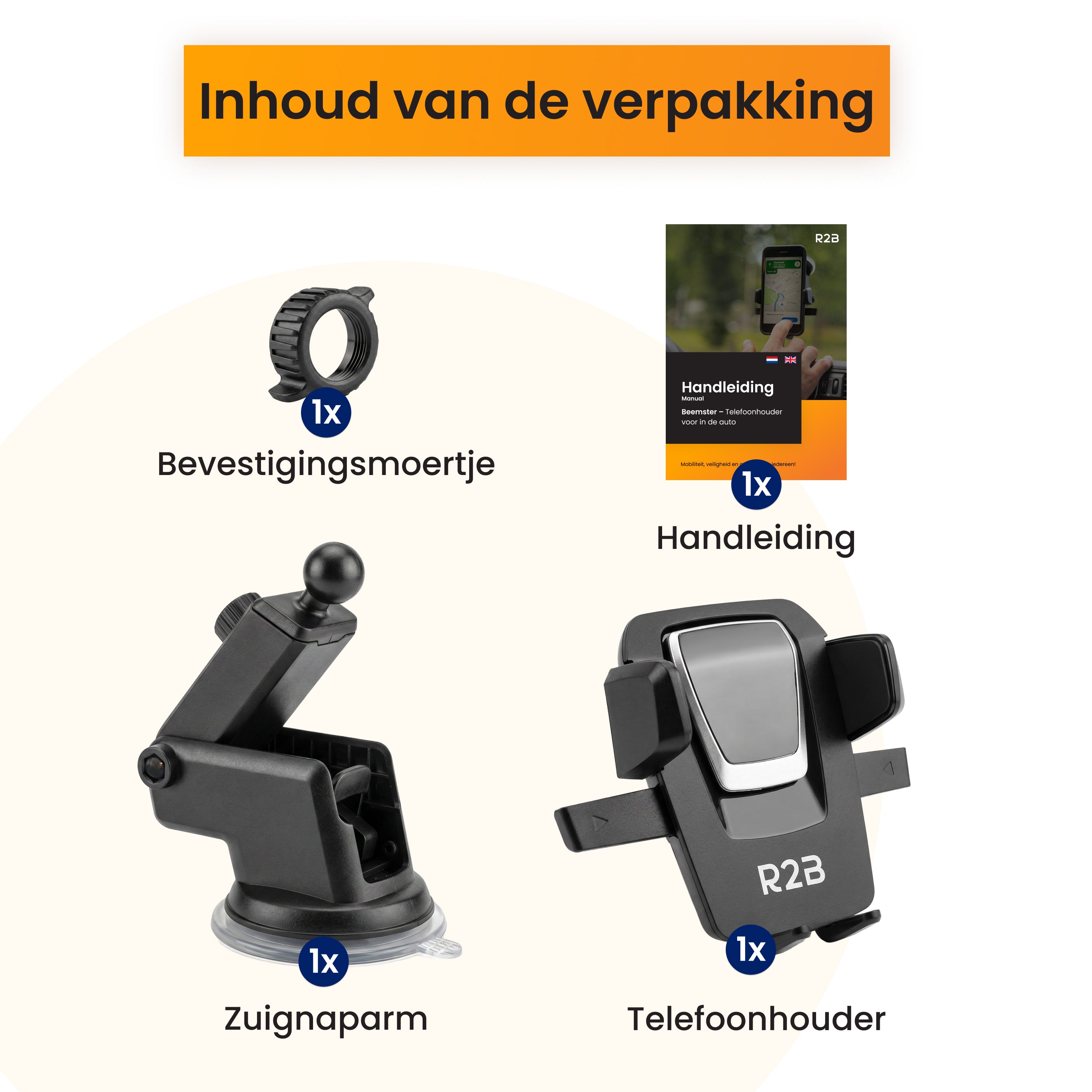 telefoonhouder auto raam inhoud verpakking