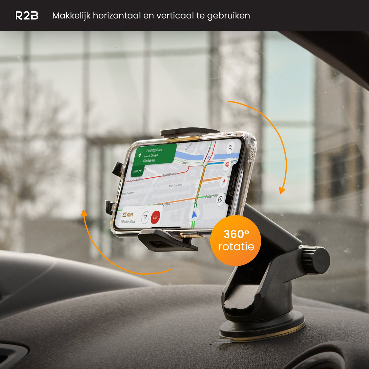 R2B Telefoonhouder Auto Met Zuignap - Raam Ventilatierooster Dashboard - Telefoonhouder auto