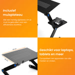R2B Laptoptafel Verstelbaar - Ergonomisch, Koelend & Draagbaar - Inclusief Muisplateau – Zwart