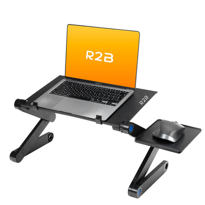 R2B Laptoptafel Verstelbaar - Ergonomisch, Koelend & Draagbaar - Inclusief Muisplateau – Zwart