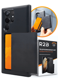 R2B Case with card holder suitable for Samsung S23 Ultra - Including screen protector - Model Utrecht - Black