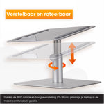 R2B Laptop Standaard - 360° Rotatie & Verhogend - Stevig Aluminium & Ergonomisch – Zilver