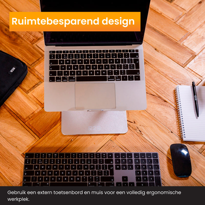 R2B Laptop Standaard - 360° Rotatie & Verhogend - Stevig Aluminium & Ergonomisch – Zilver