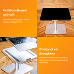 R2B Laptop Standaard - 360° Rotatie & Verhogend - Stevig Aluminium & Ergonomisch – Zilver