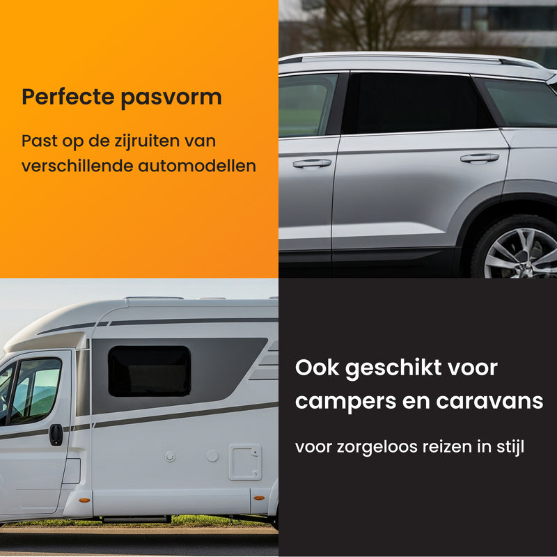 Zonnescherm auto universeel past op elke auto en ook op campers en caravans
