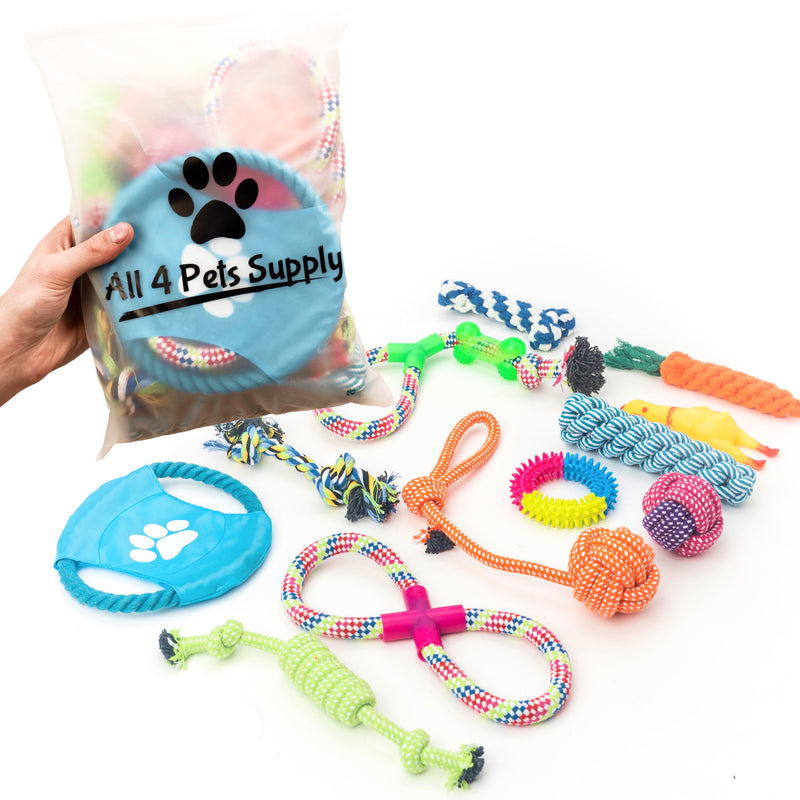 All 4 Pets Supply Honden Speelgoed - Geschikt voor Puppy’s tot Middelgrote Honden - 12 stuks