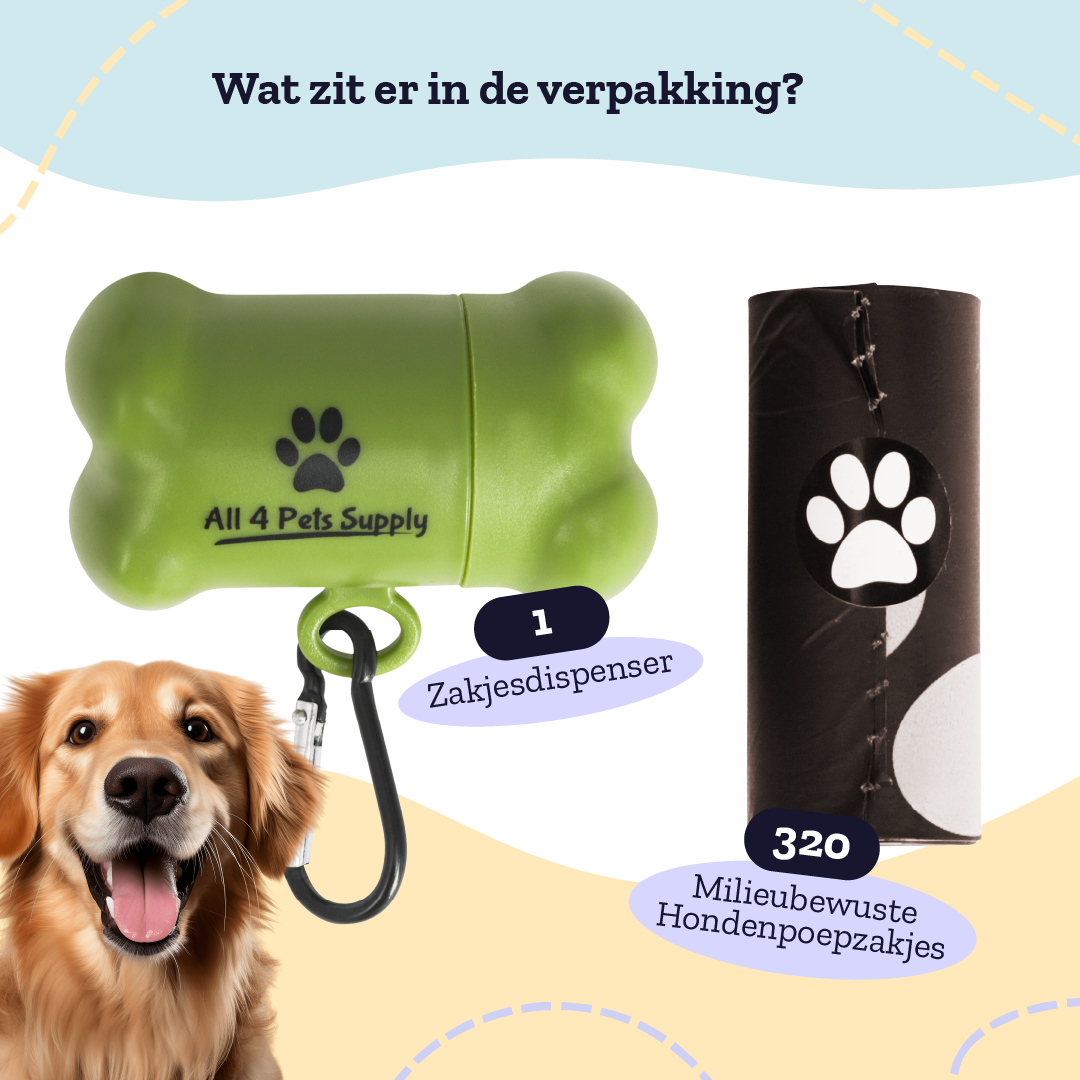 All 4 Pets Supply Hondenpoepzakjes inclusief houder - 320 stuks - Lavendel geur