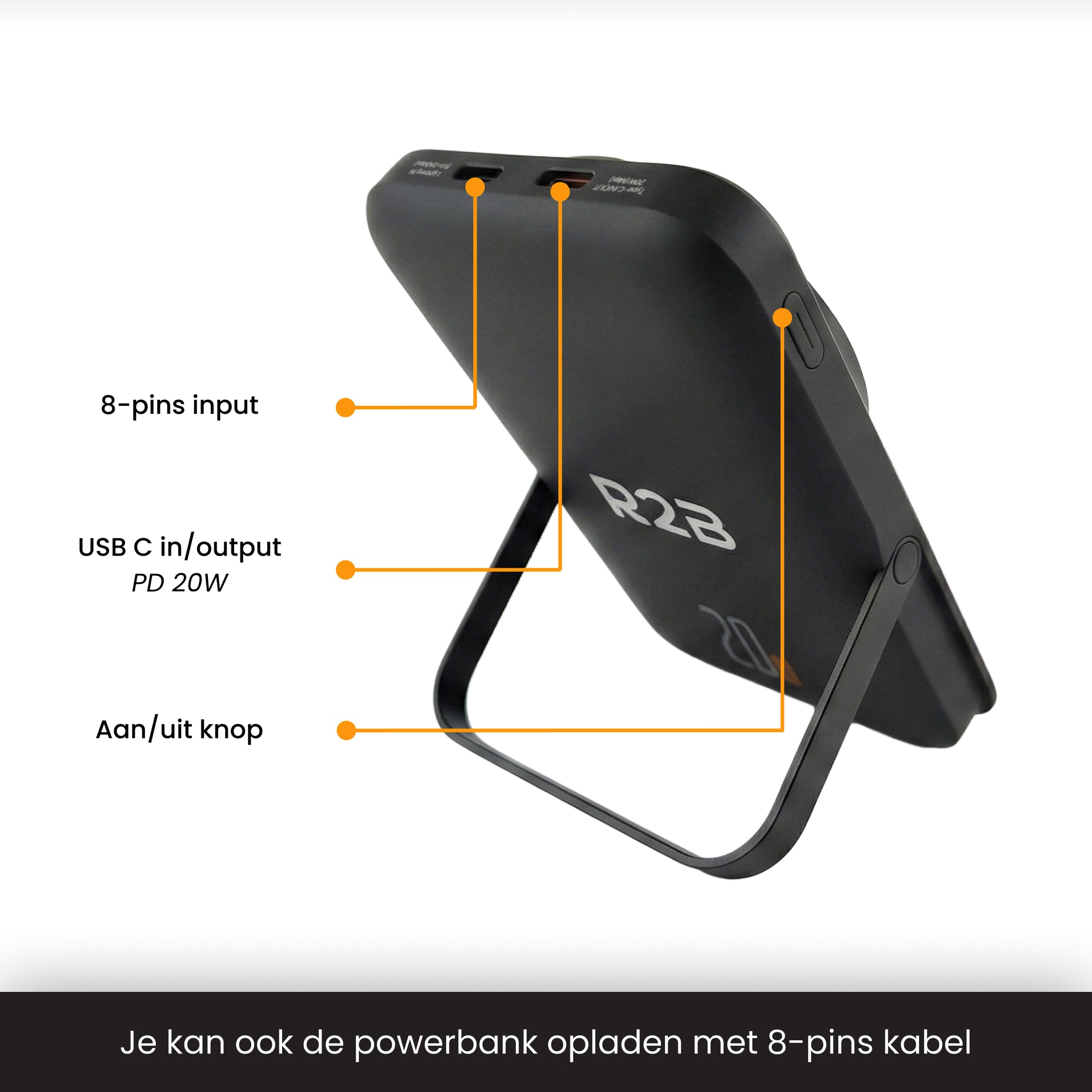 Apple powerbank magsafe wit met USB-C aansluiting en standaard