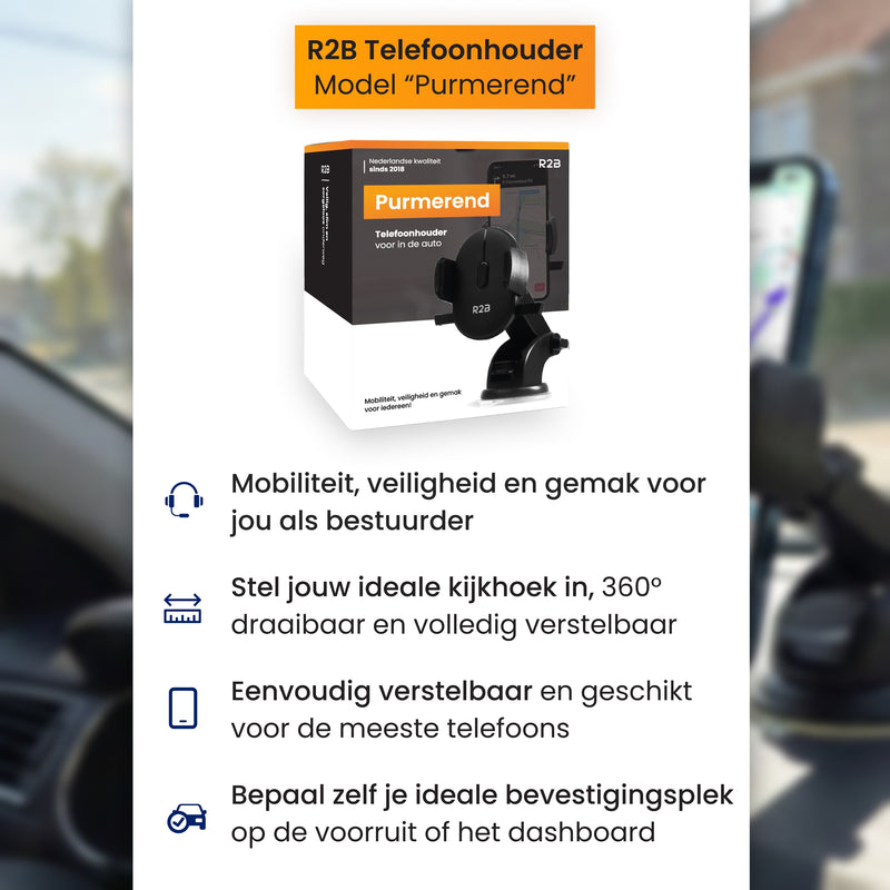 Auto telefoonhouder dashboard model Purmerend met productverpakking