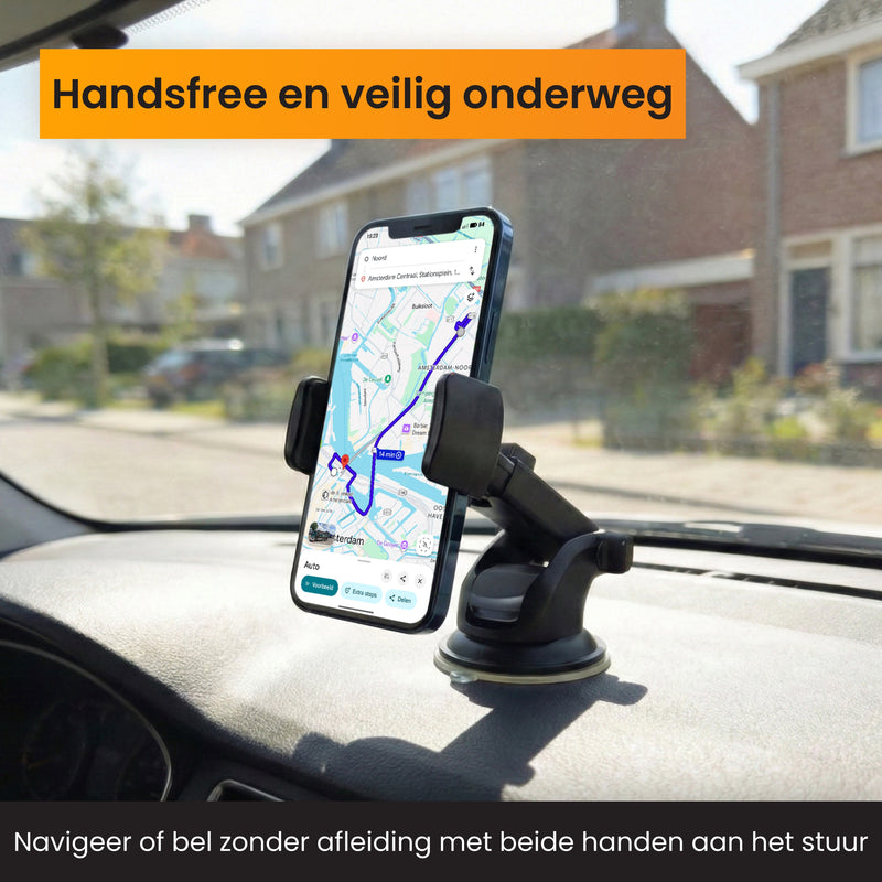 Auto telefoonhouder dashboard met smartphone voor handsfree navigatie