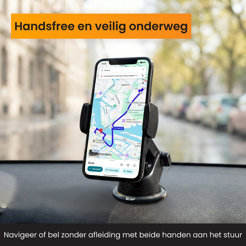 Auto telefoonhouder dashboard met pad voor handsfree navigeren en veilig bellen zonder afleiding tijdens het rijden