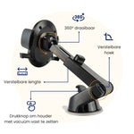 Auto telefoonhouder dashboard met pad van R2B met 360 graden draaibare kop verstelbare lengte en verstelbare hoek met vacuüm bevestiging voor stevig dashboard gebruik