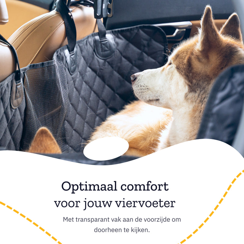 autodeken voor hond met een transparant vak aan de voorzijde