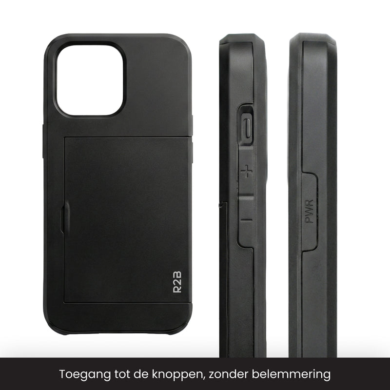 iPhone 13 mini cover met pashouder behoud toegang tot vergrendelingsknop en volume