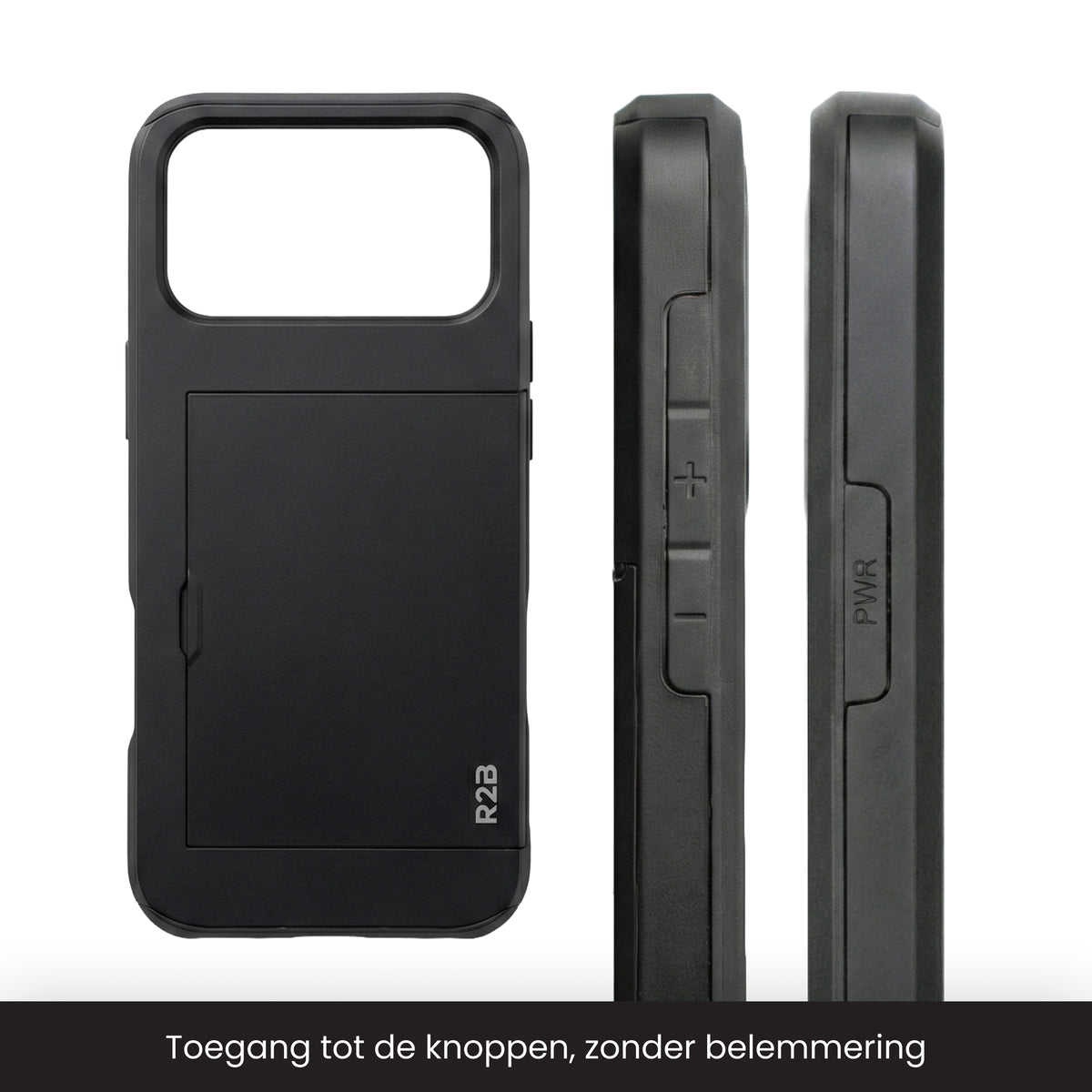 R2B iPhone 18 Pro Hoesje met Pasjeshouder - Incl. Screenprotector - 3 Pasjes