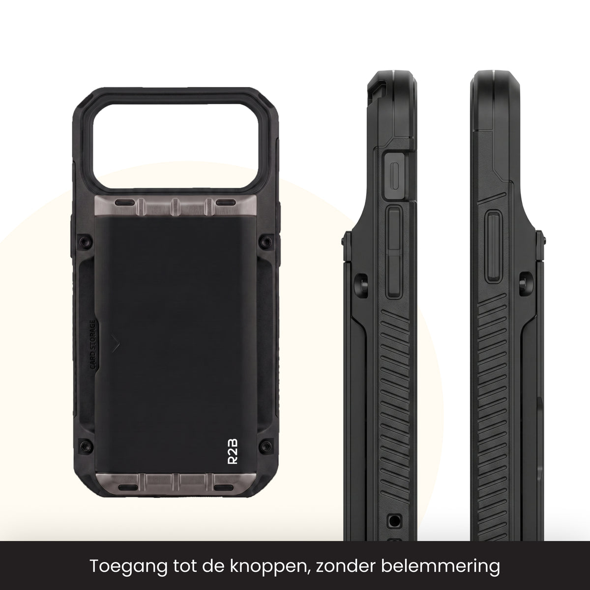 R2B iPhone 18 Pro Hoesje met Pasjeshouder - Incl. Screenprotector - 4 Pasjes