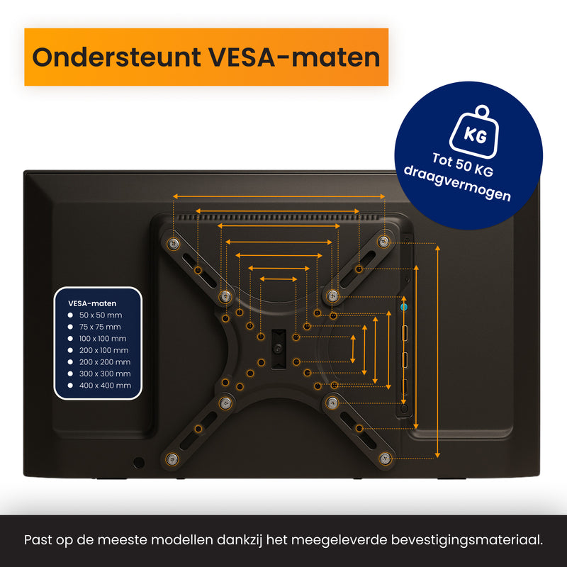 R2B TV Beugel 14 t/m 55 Inch - Draaibaar & Kantelbaar - VESA 400x400 - Stevig & Kabelgeleider