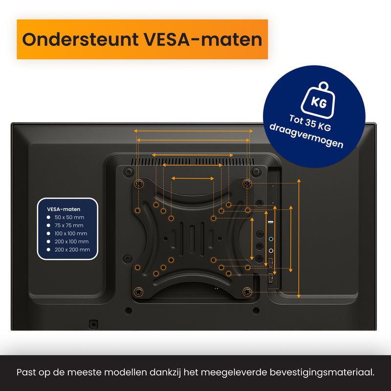 R2B TV Beugel 14 t/m 42 Inch - Draaibaar & Kantelbaar - VESA 200x200 - Stevig & Kabelgeleider