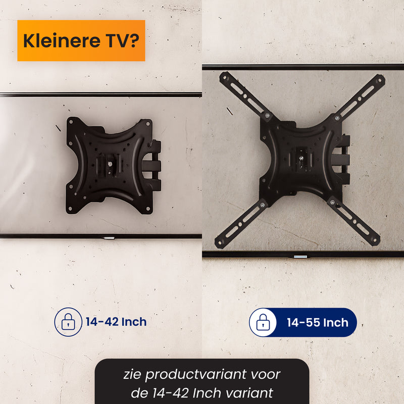R2B TV Beugel 14 t/m 55 Inch - Draaibaar & Kantelbaar - VESA 400x400 - Stevig & Kabelgeleider