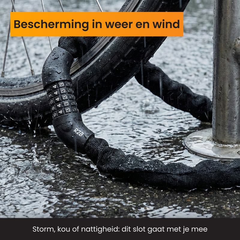 Cijferslot fiets dat bestand is tegen regen en nat weer.