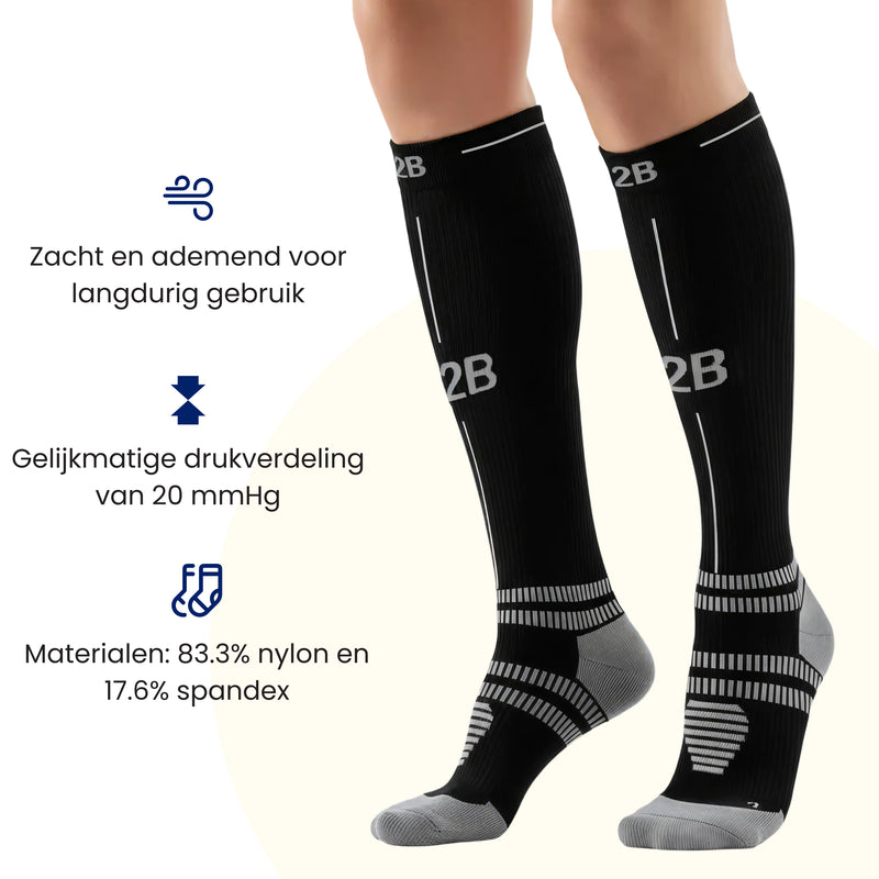 R2B compressiekousen dames met ademend materiaal en gelijkmatige drukverdeling. 