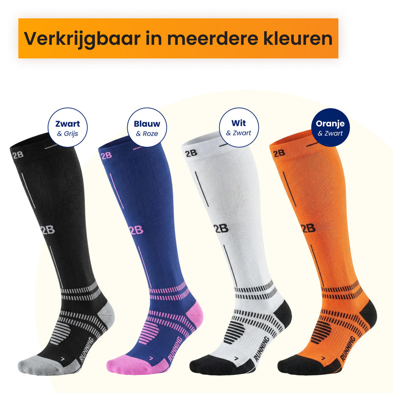 Compressiekous kleuren oranje sportieve compressiekous voor hardlopen en training