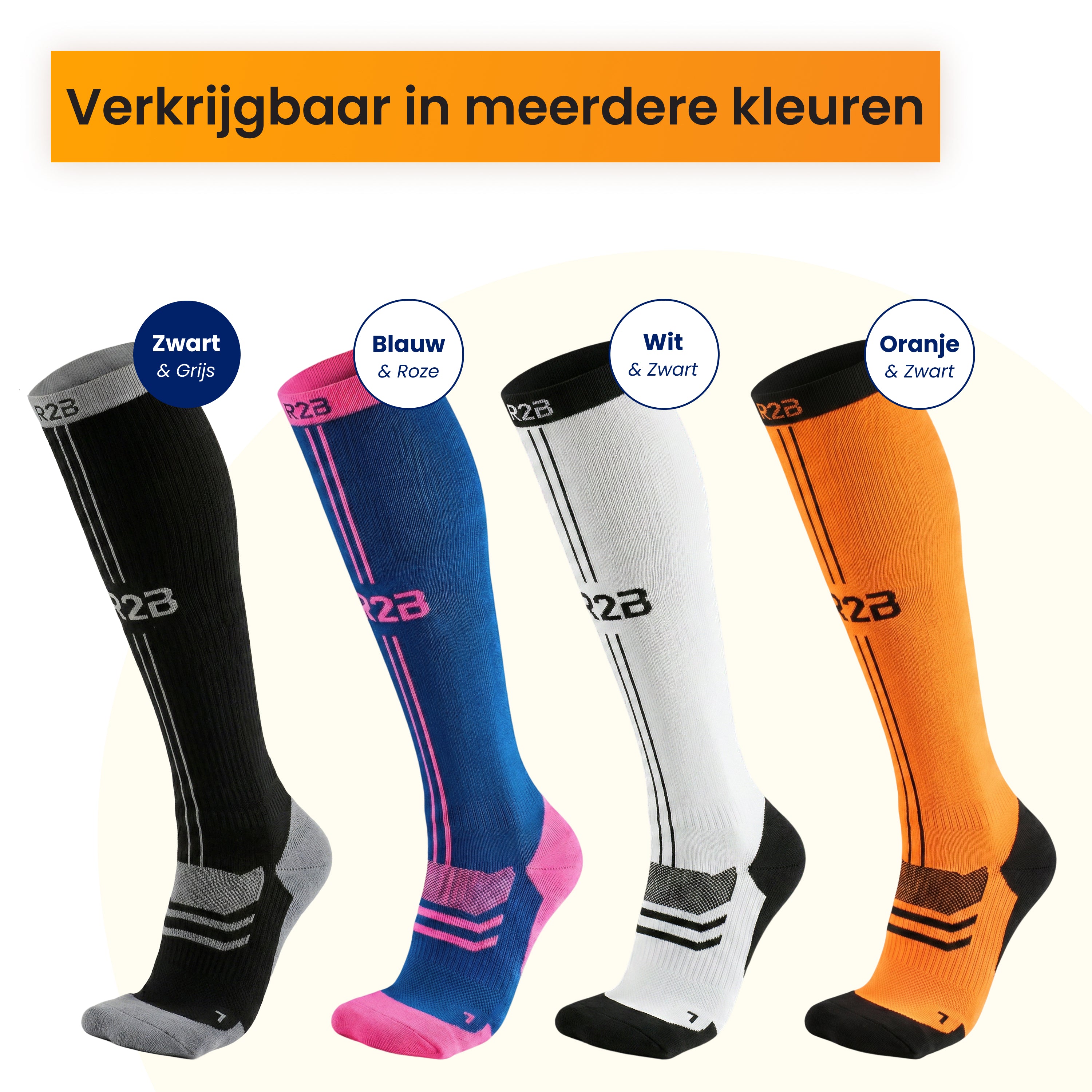 de compressiekousen van R2b in alle verschillende kleuren