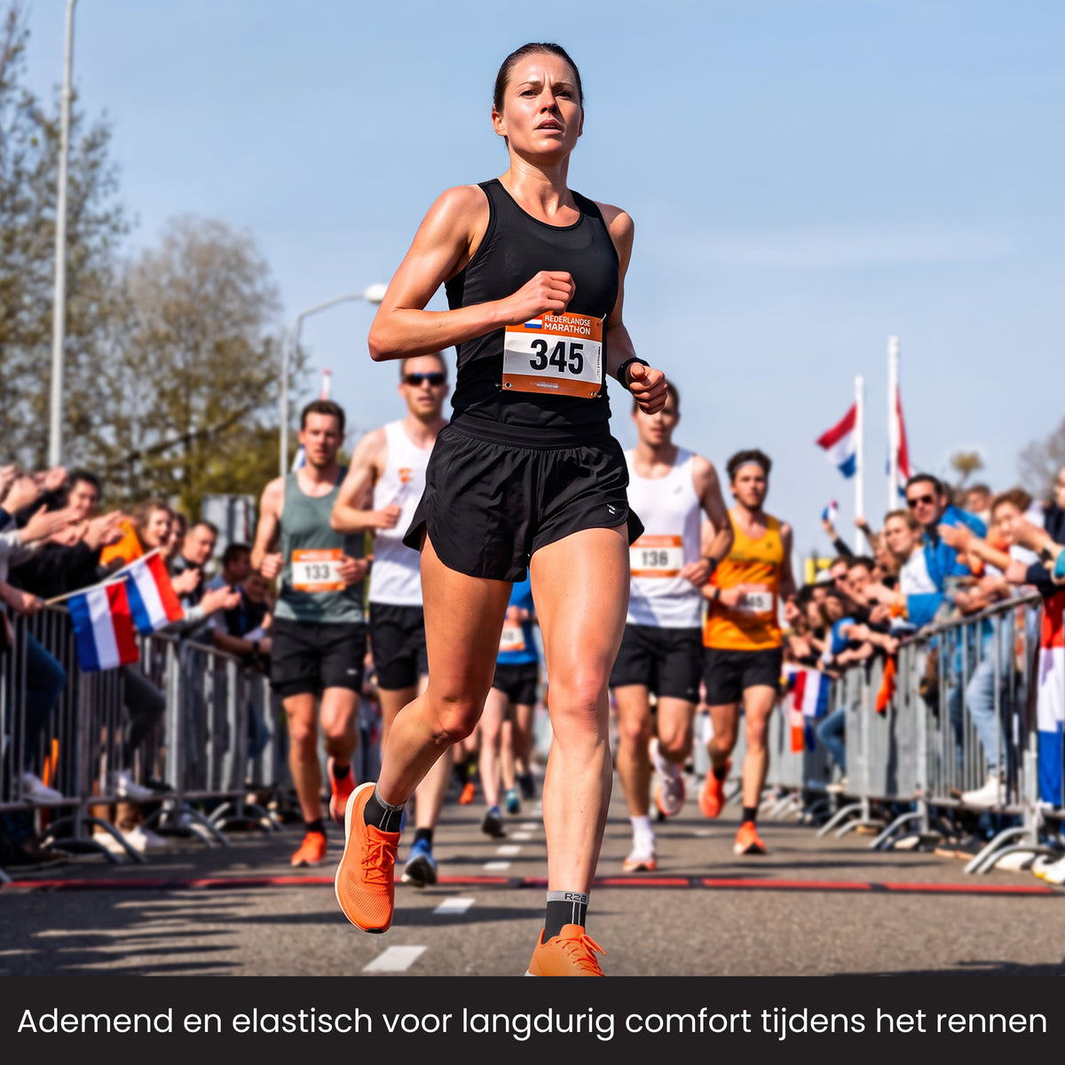 R2B Sport Compressiesokken Dames/Heren - Zwart/Grijs