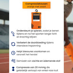 Product foto van R2B compressiesokken met overzicht van de compressiekousen details oranje 