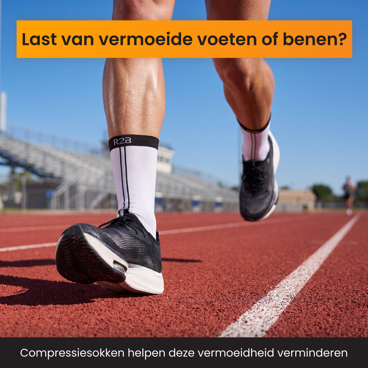R2B Sport Compressiesokken Dames/Heren - Wit/Zwart