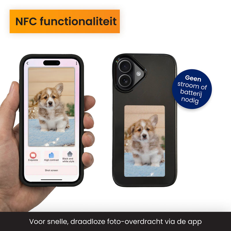 e ink phone case iphone 17 zwart waarvoor geen stroom nodig is