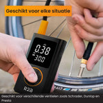 elektrische bandenpomp die gebruikt wordt om een fiets op te pompen