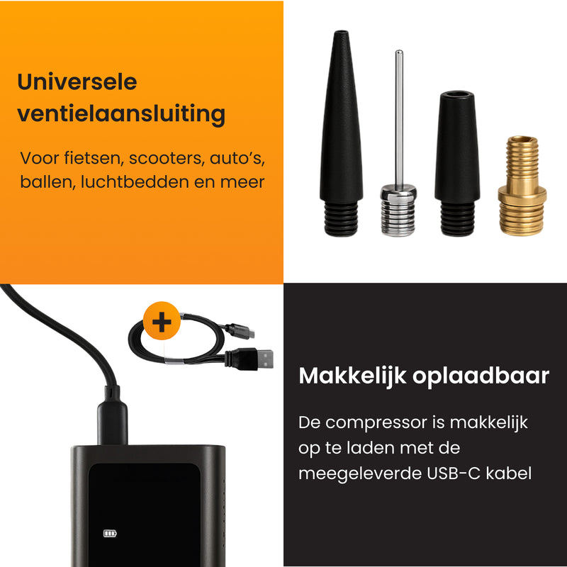 elektrische fietspomp met universele ventielaansluiting 