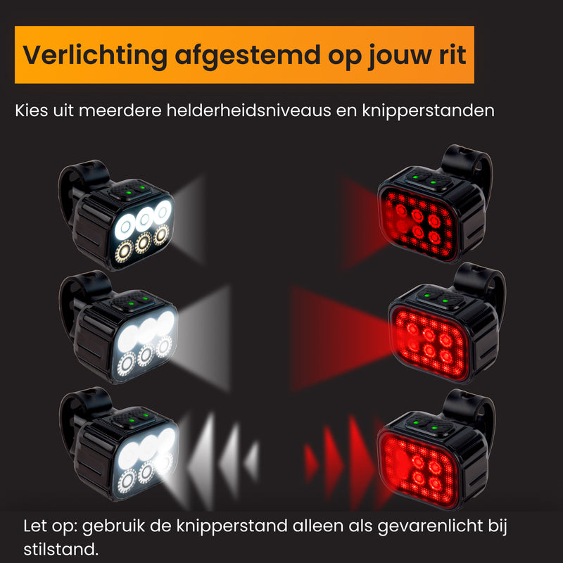 fiets achterlicht met verschillende standen