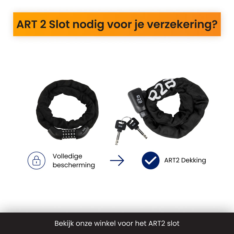 Fiets sloten in vergelijking, inclusief ART2 optie voor verzekeringseisen.