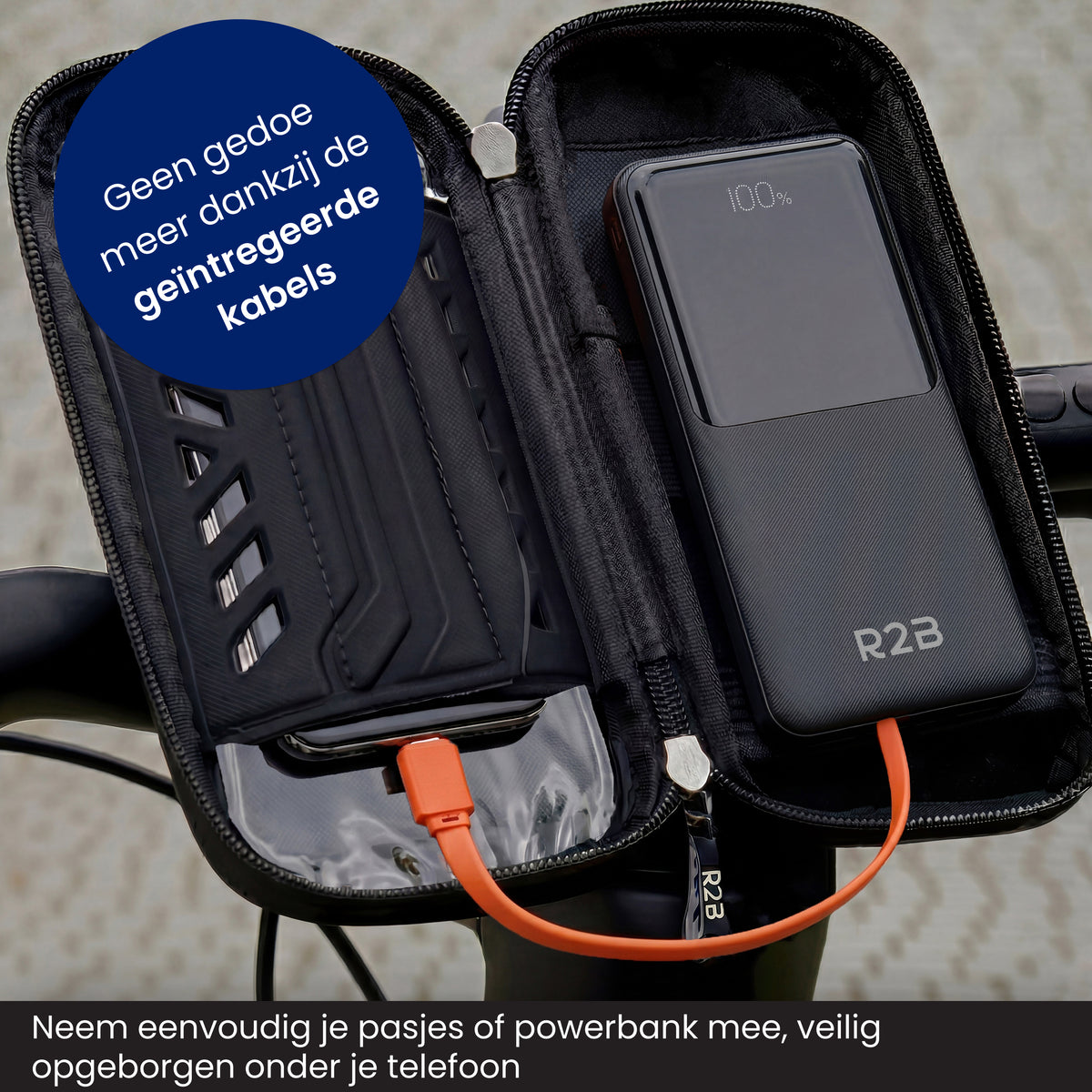 R2B Telefoonhouder Fiets, Motor, Scooter + Powerbank 10.000 mAh