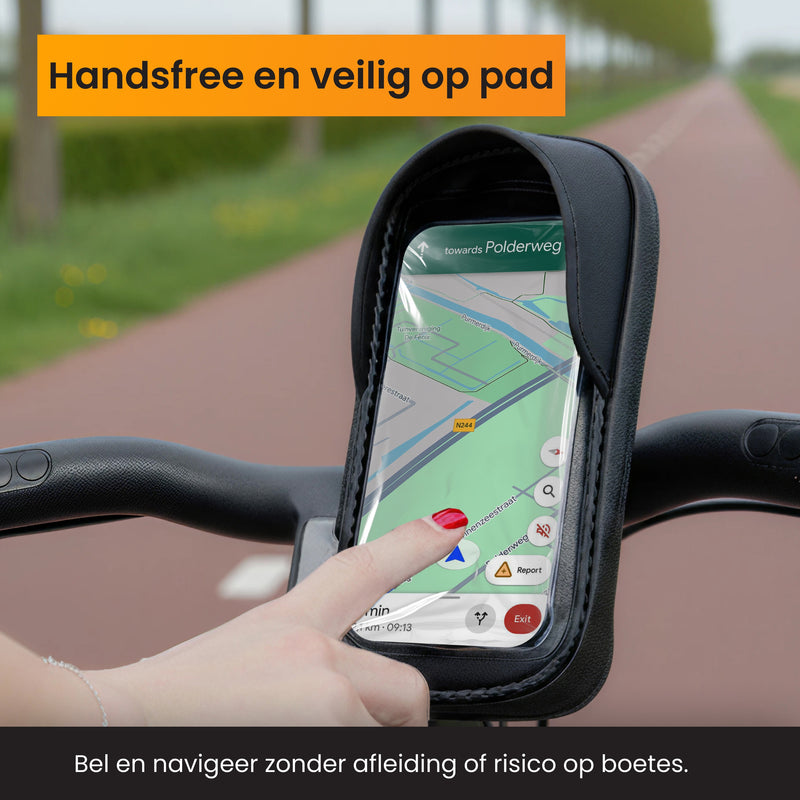 fiets smartphone houder die de route aangeeft
