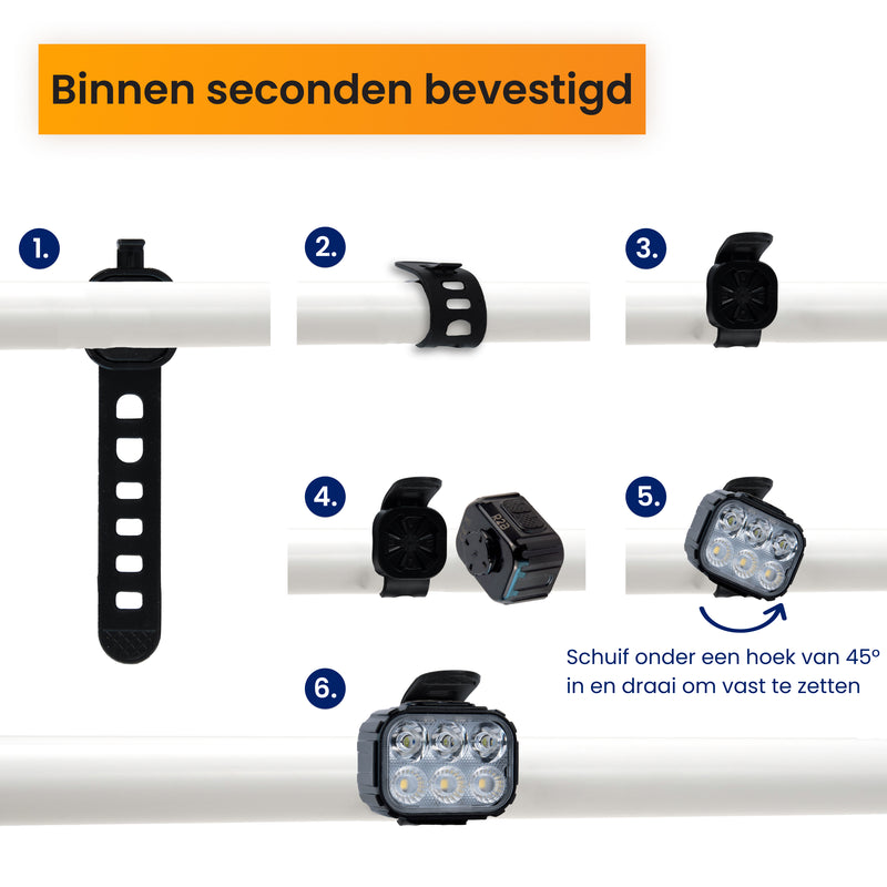 fiets verlichting makkelijk bevestigd